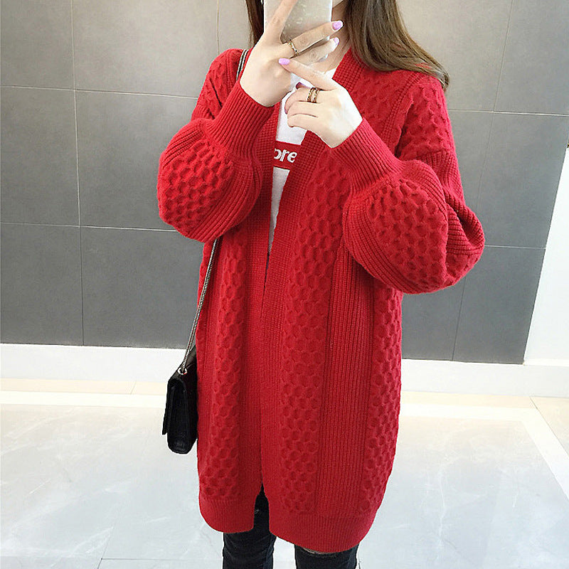 Weite Damen-Strickjacke mit Ballonärmeln in Grün – Bild 2