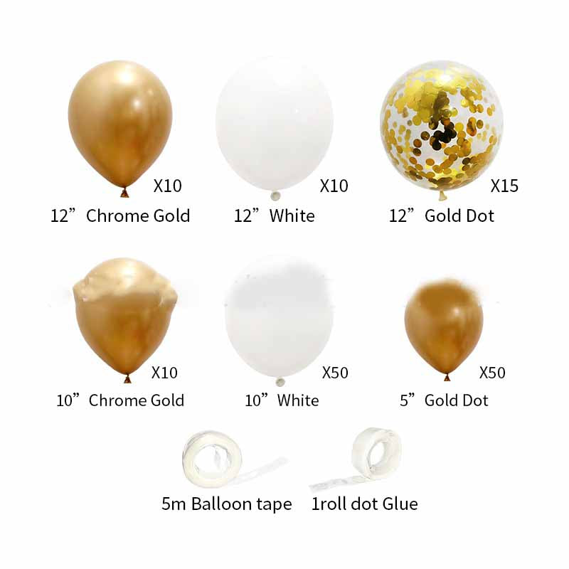 Ballongirlande in Weiß und Gold, Ballonbogen-Set – Ansicht 6