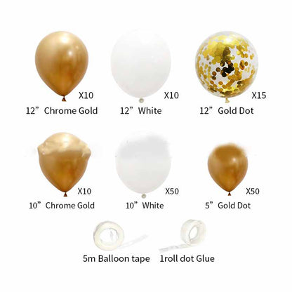 Ballongirlande in Weiß und Gold, Ballonbogen-Set – Ansicht 6