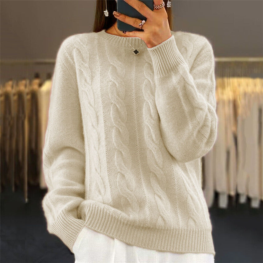 Damen-Zopfstrickpullover im Retro-Stil – Bild 8