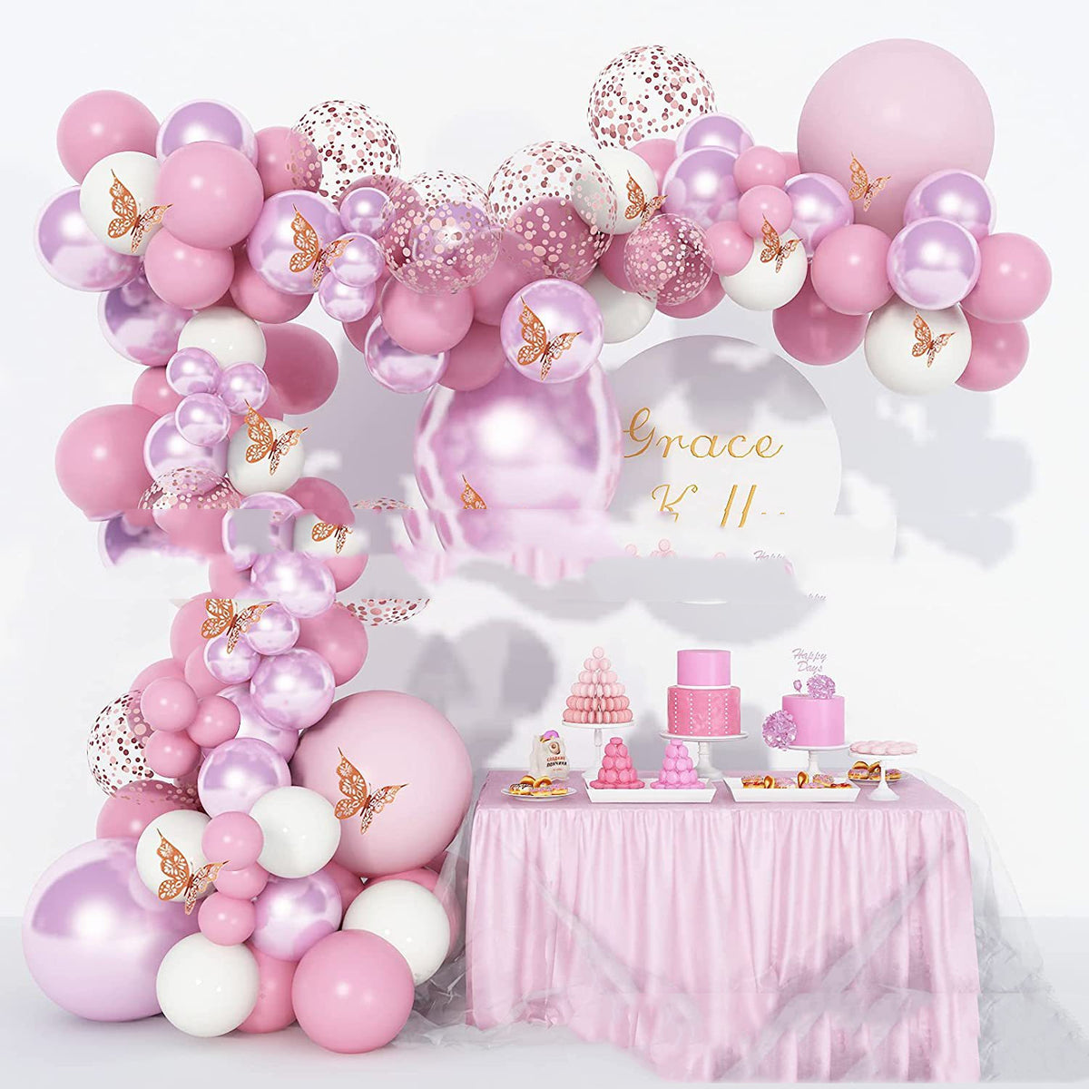 Ballongirlande in Metallic-Rosa und Flieder – Ansicht 2