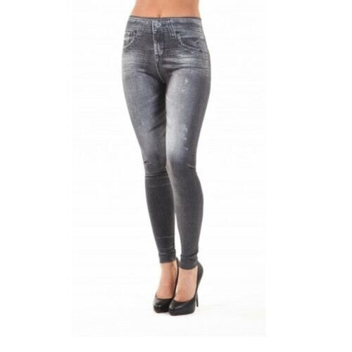 Graue Damen-Stretch-Jeggings in Jeansoptik mit schmalem Schnitt